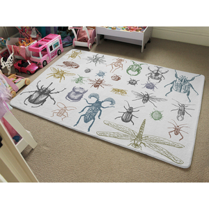 Many Species In Vintage Old Hand Drawn Style Designer Rug