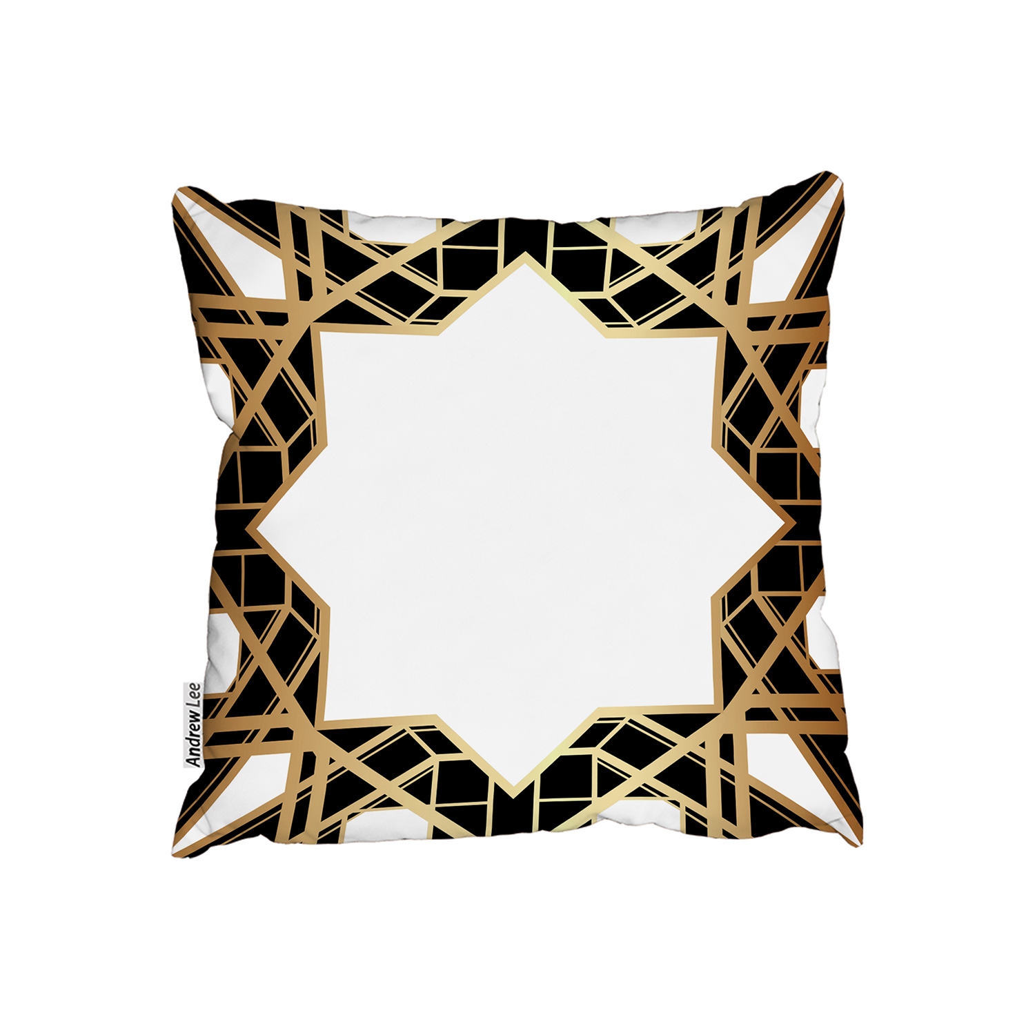 Art Deco Star Border Cushion - Yellow / 60cm