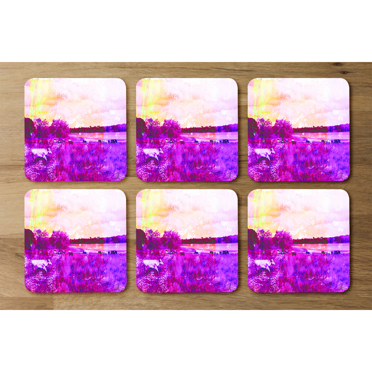 Vintage Pinky Cow Coaster - Purple