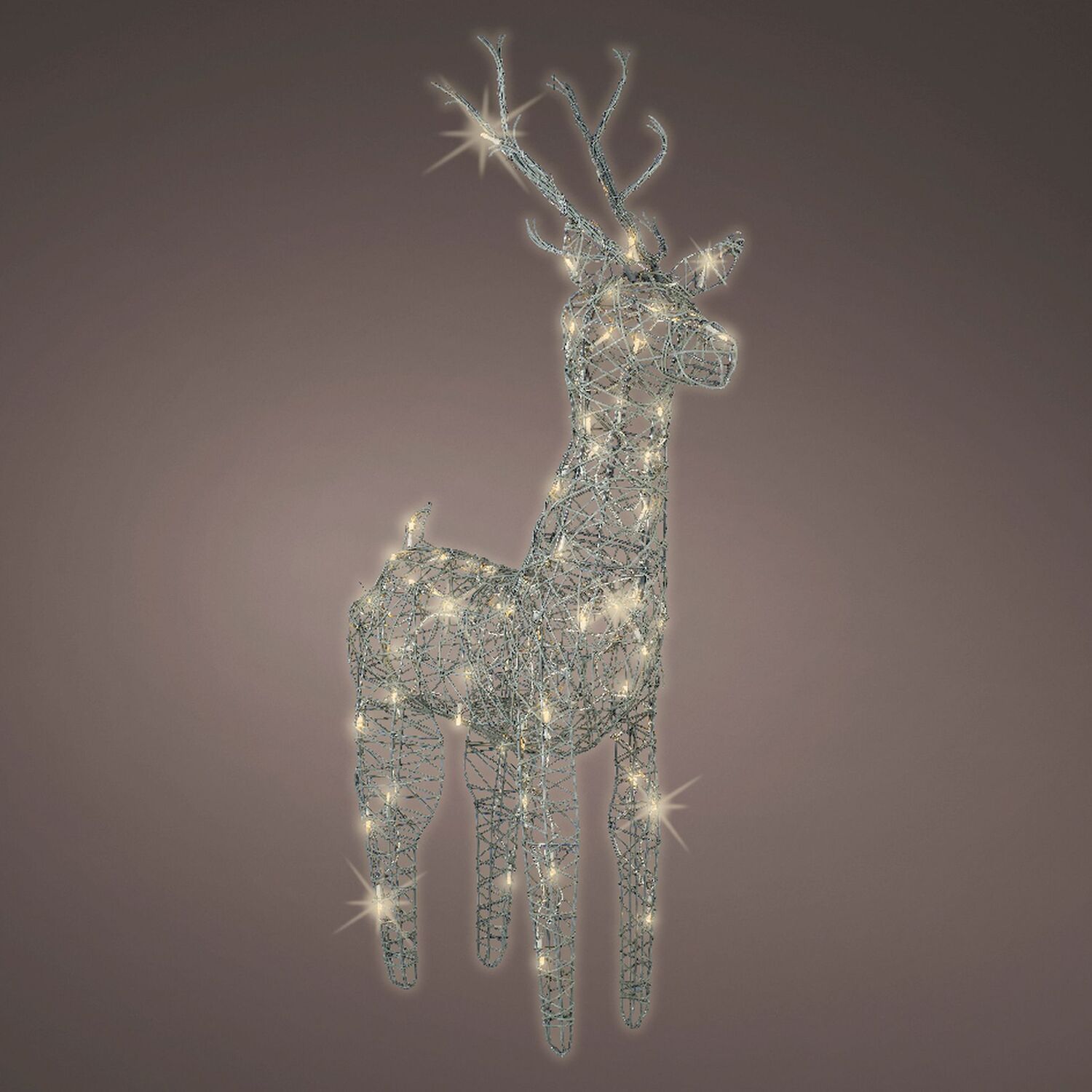 Image of Grey Wicker Light Up Reindeer 60cm - Grey