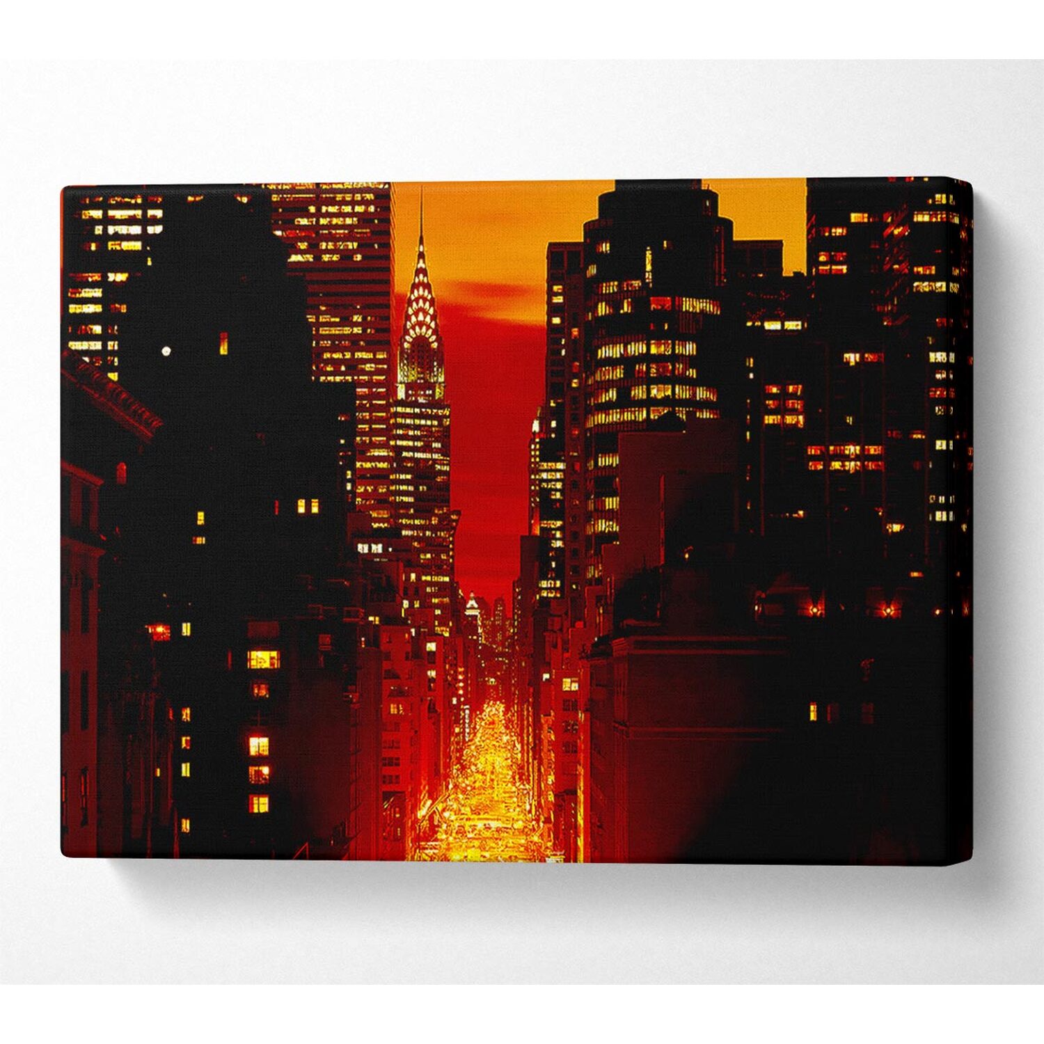 Wallart-Direct - Empire State Building Fire Red Canvas Print Wall Art - Yellow / 101.6cm thumbnail