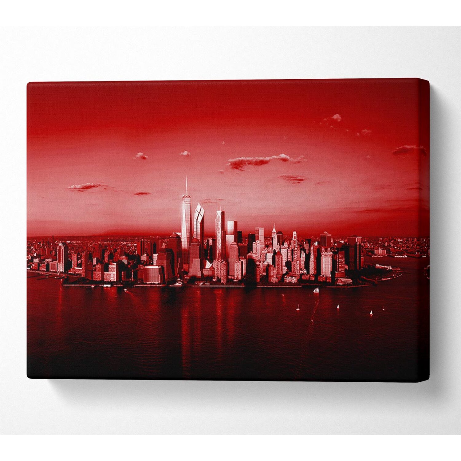 Wallart-Direct - Hong Kong From Afar Red Canvas Print Wall Art - Yellow / 101.6cm thumbnail
