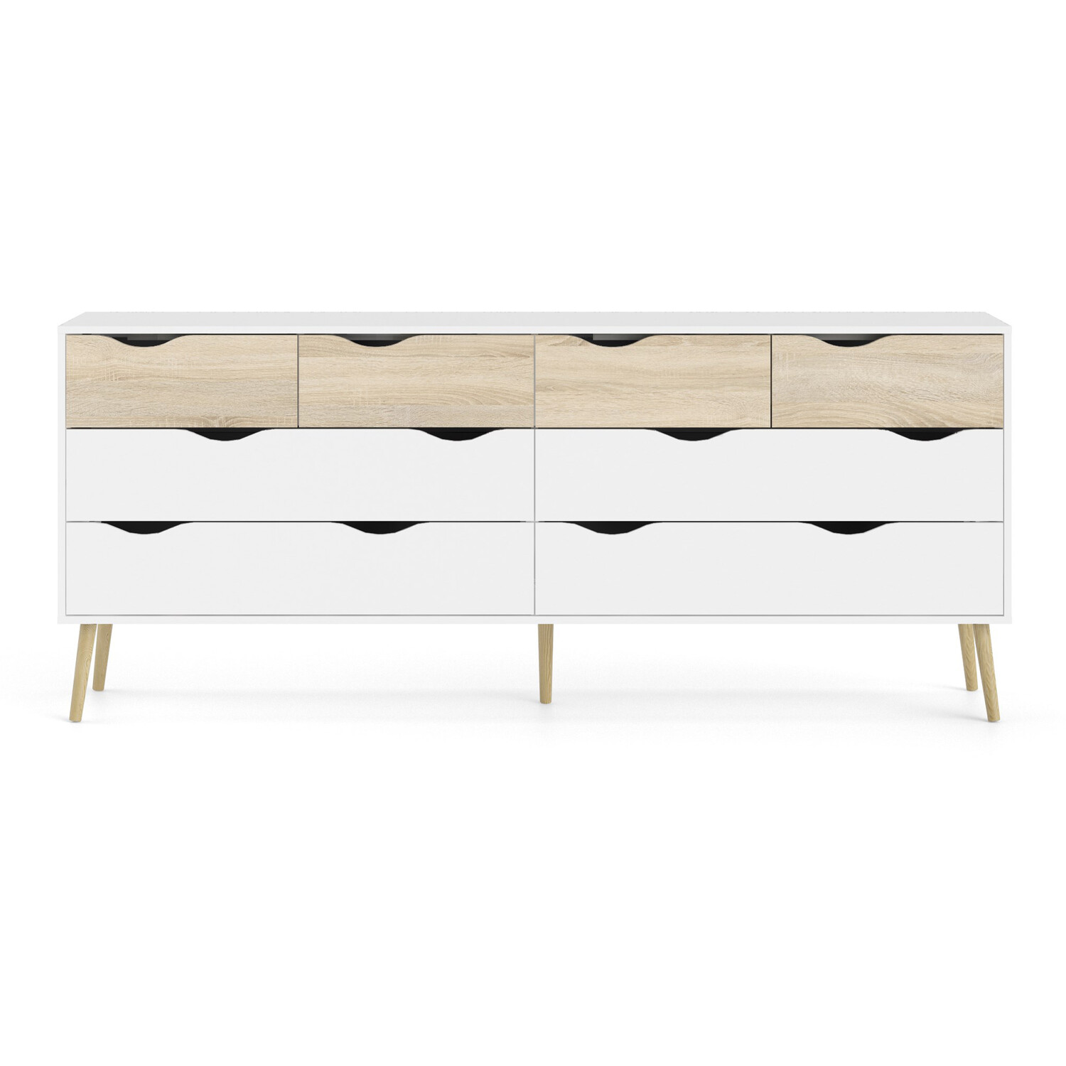 Oslo 8-Drawer Dresser - White and Oak thumbnail