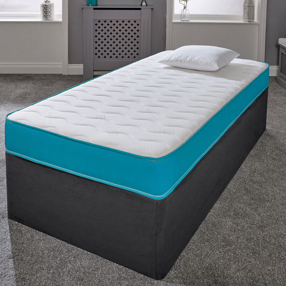 Cooltouch Essentials Wave 18cm Deep Teal Border Quilted Hybrid Spring Mattress