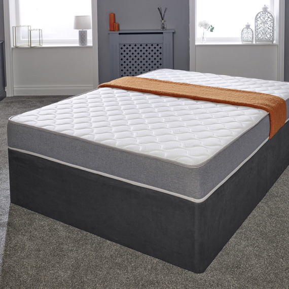 Cooltouch Essentials Grey 18cm Deep Quilted Hybrid Memory Foam  Spring Mattress
