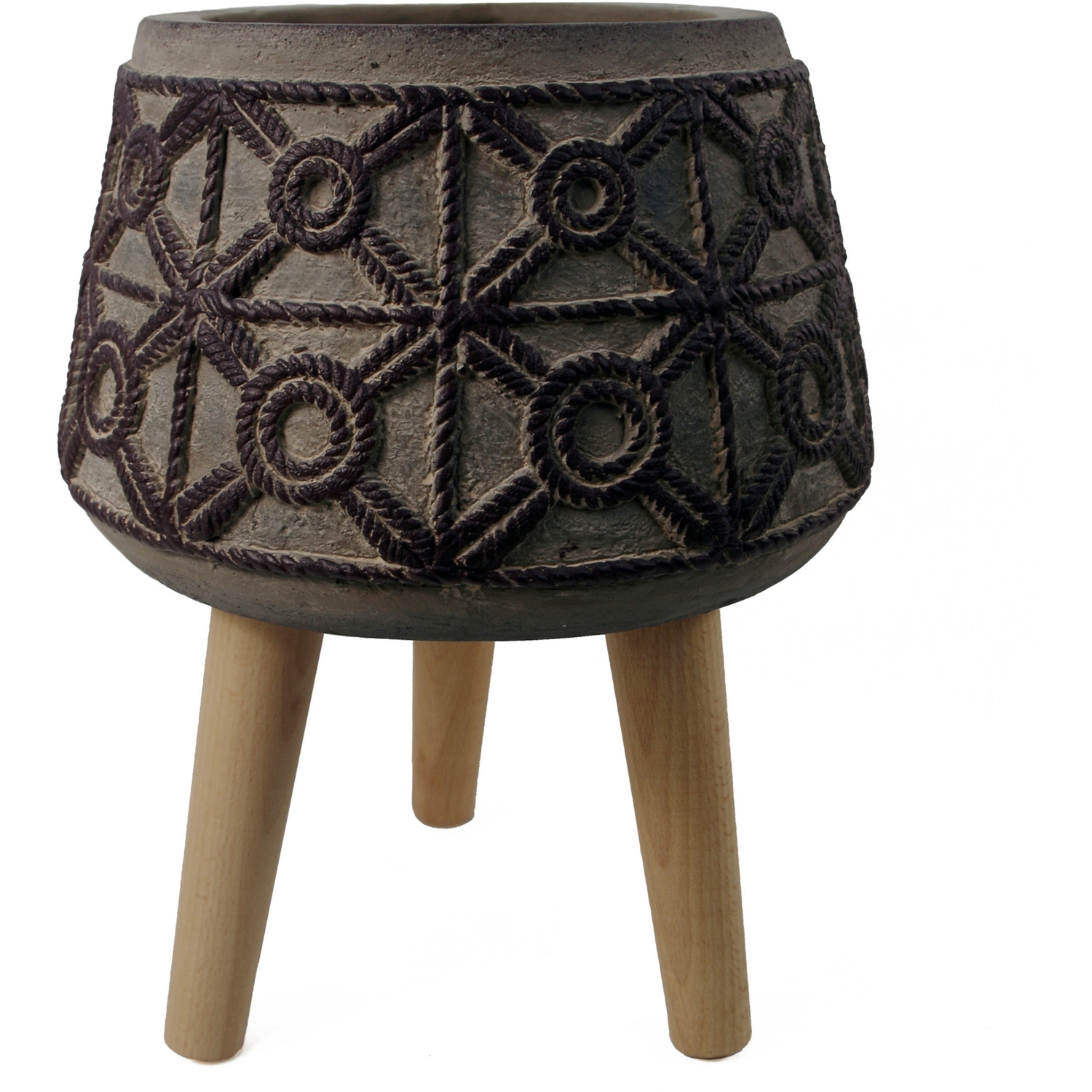Leaf Fibreglass Composite Indoor Planter with Legs - Brown - 36 x 26cm - Image 5