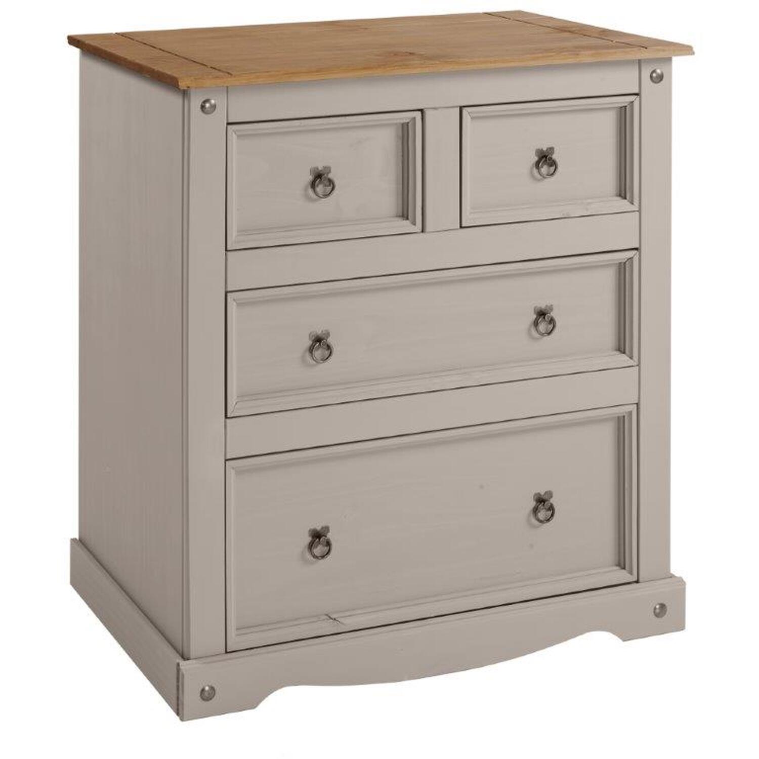 Corona Grey Wax 2 Plus 2 Large Chest Of Drawers Wooden - Distressed Grey Wax