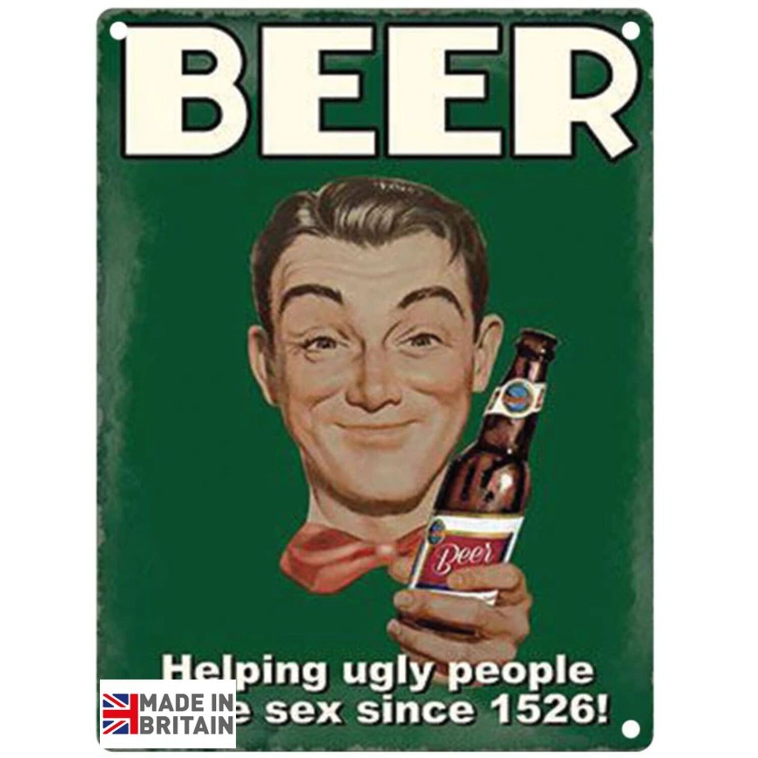 Inspire Home Dcor - Large Metal Sign Funny Beer - Multi Colour thumbnail