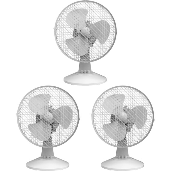 9 Inch Desk Fan White Pack of 3