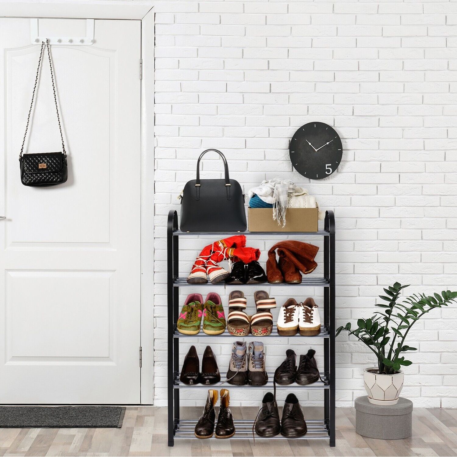 5 Tier Heavy Duty Shoe Rack - Black