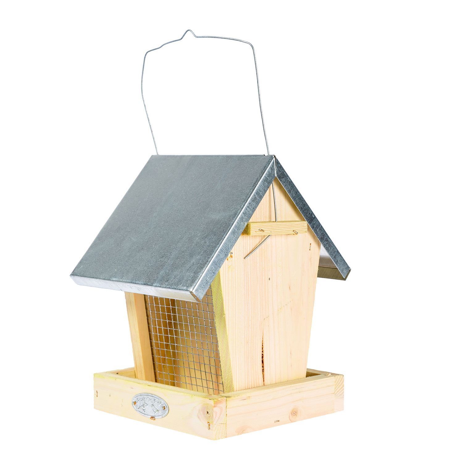 Image of Wooden Hanging Bird Box Hopper Feeder&hellip;
