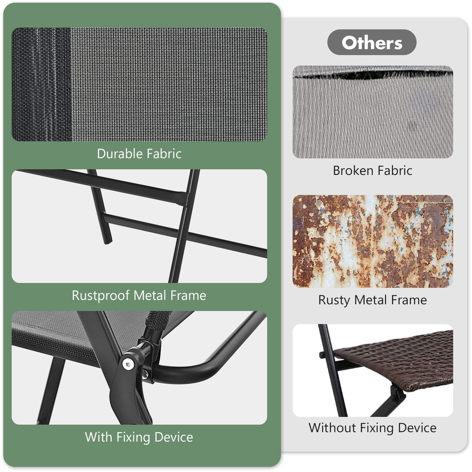 4 Piece Patio Garden Folding Chair - Black