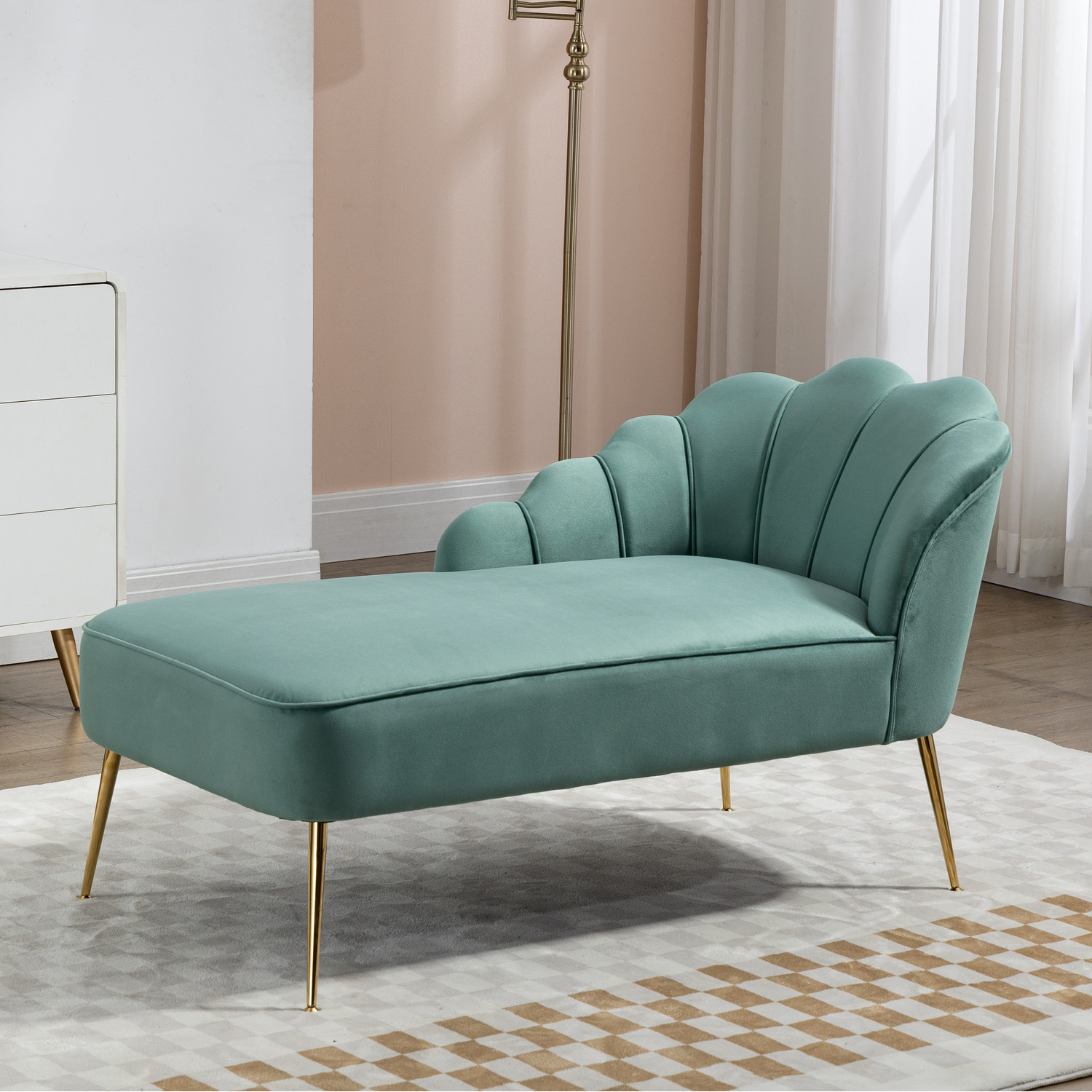 Artemis Home - Lissone Velvet Chaise Longue - Mint thumbnail