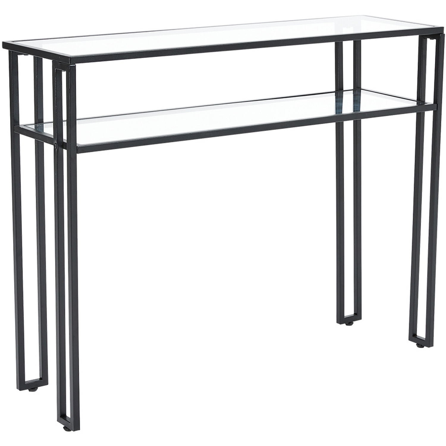 Modern Curved Console Glass Table - Black 100cm 80cm