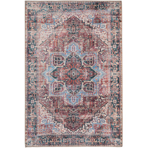 Burgundy Medallion Washable Area Rug
