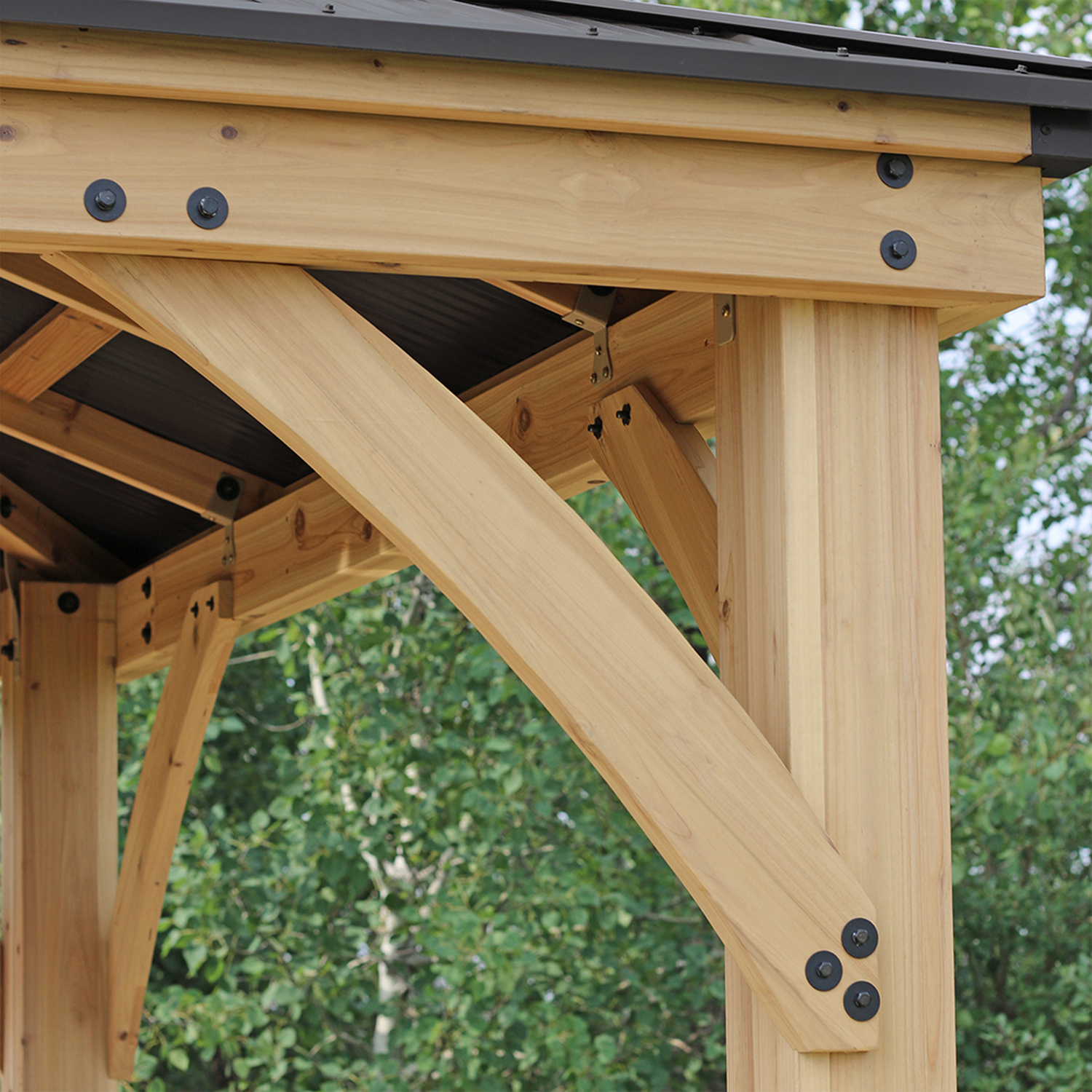 Yardistry - Meridian Gazebo with Mesh Kit - Natural thumbnail