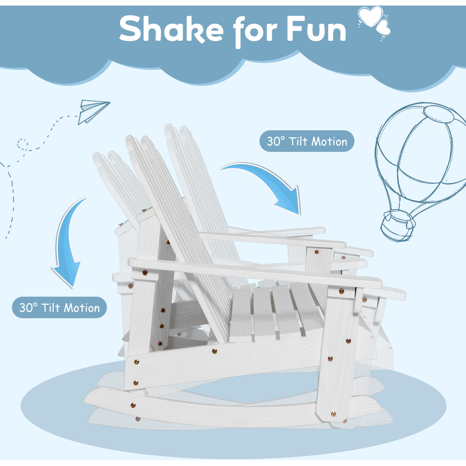 2 Stage Rocking Chair 2-Person Adirondack Rocking Chair