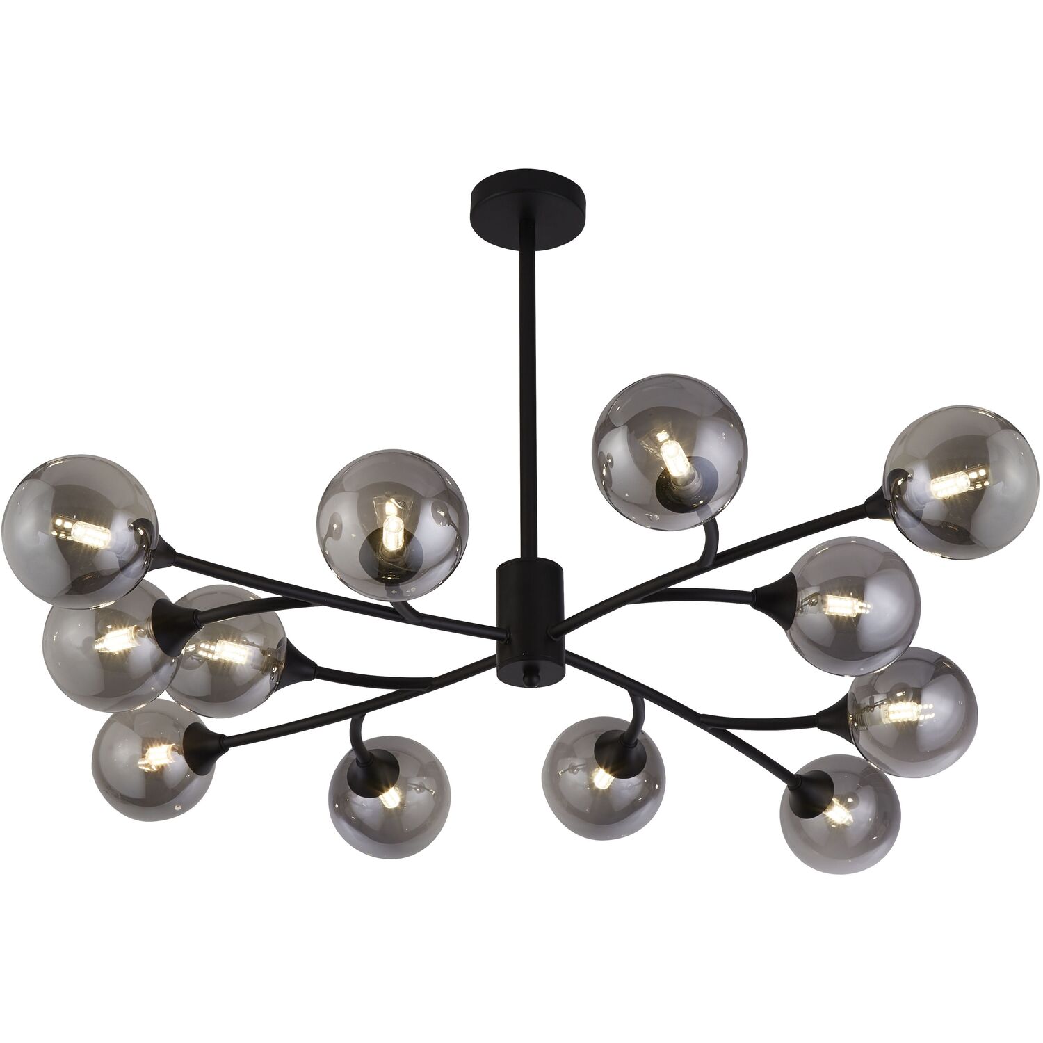 Lighting Collection - Circuit Matt Black and Smoke Glass Ceiling - Black thumbnail
