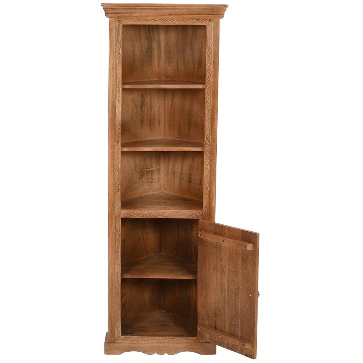 Artistry Mango Wood Corner Bookcase - Brown