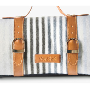 White / 180cm Picnic Blanket with Faux Leather Carry Handle shot 5183698