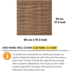 Matte Wooden / 6 3D Wall Panels (50cm x 50cm) PVC Cladding Panel in Soft Wave Design shot 5552486