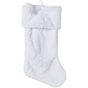 Snowflake Embossed White Stocking