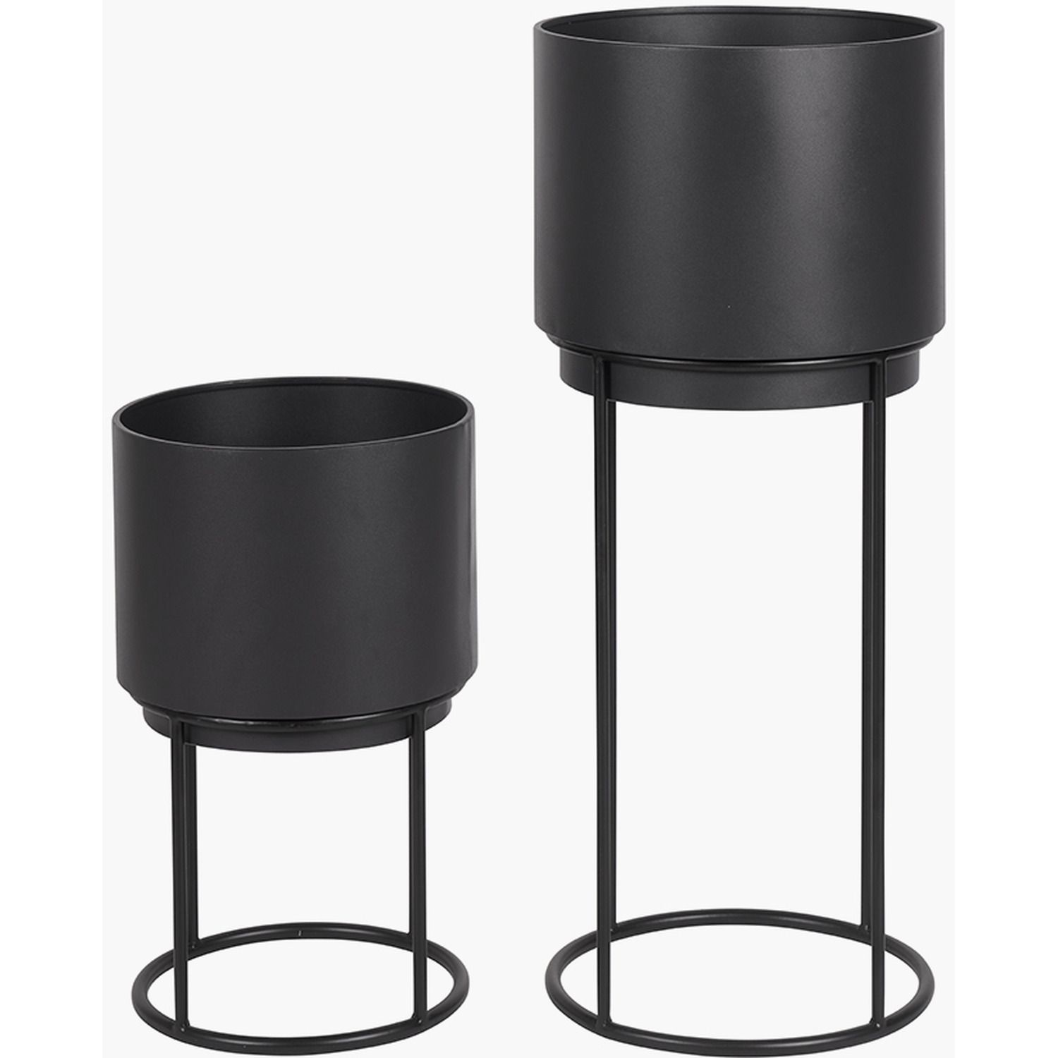 Set Of 2 Indoor Planters - Black 32cm