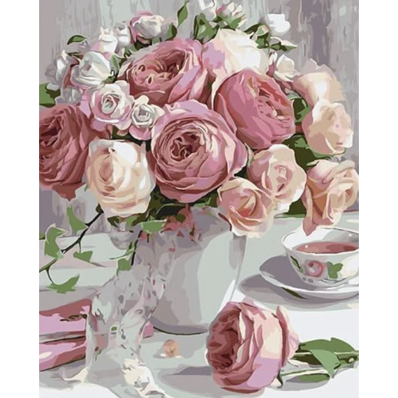 Roses with Teacup Diamond Painting Kit