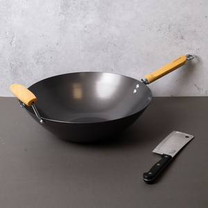 2pc Oriental Set 35cm Non-Stick Wok  Stainless Steel Cleaver