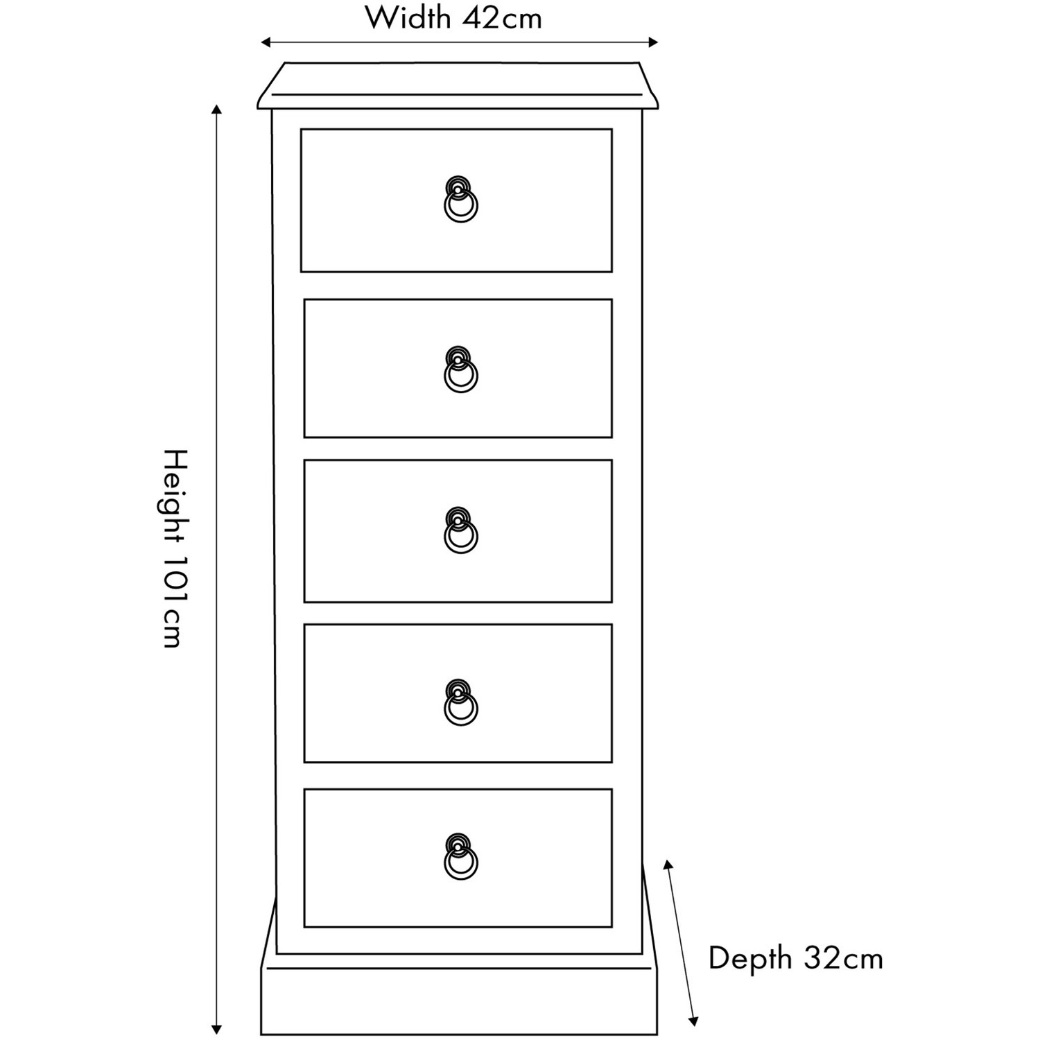 Multicoloured Wood 5 Drawer Unit - Brown And Blue