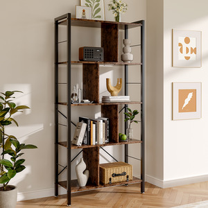 5-shelf Open Bookcase with Dividers