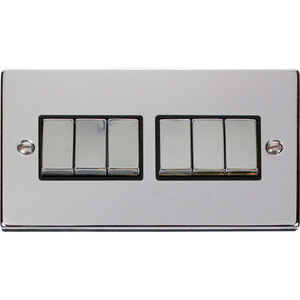 Polished Chrome 10A 6 Gang 2 Way Ingot Light Switch