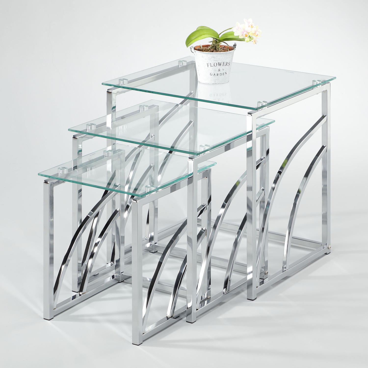 Mira Glass Nest Of Tables - Clear Glass