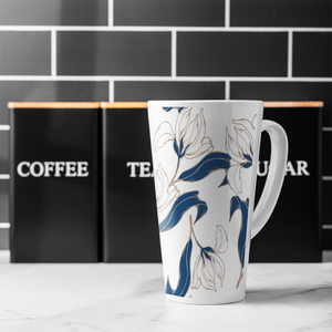 White Flowers Latte Mug