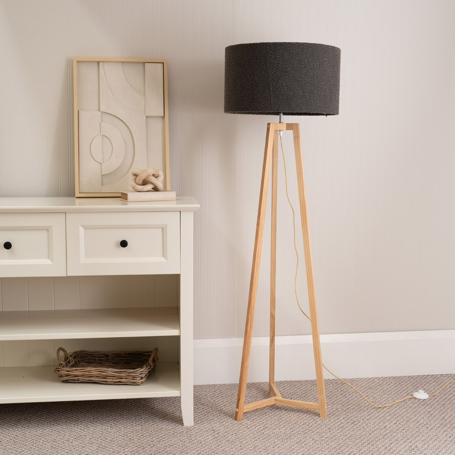 Image of Lottie Natural Wood Floor Lamp with&hellip;