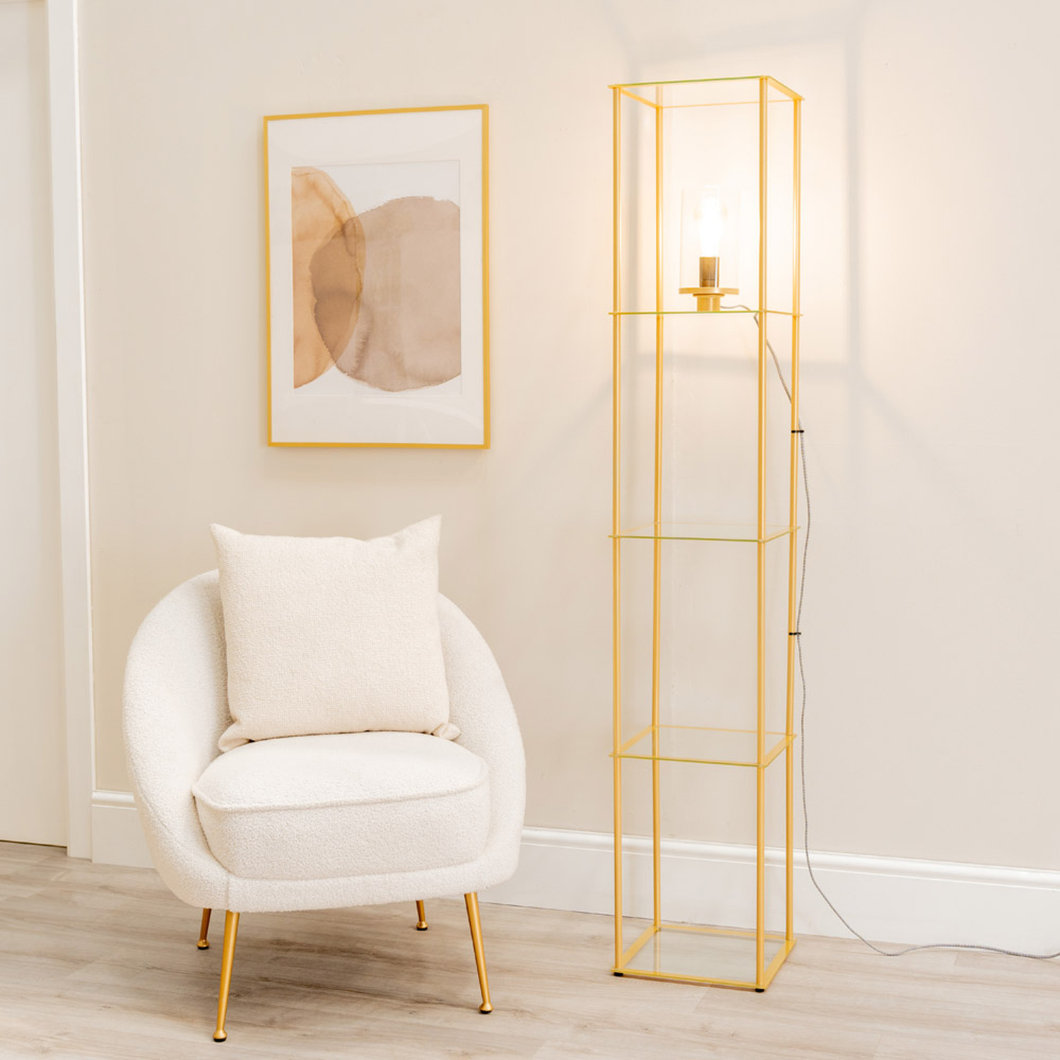 Image of Gobie Glass Storage Shelf Floor Lamp&hellip;