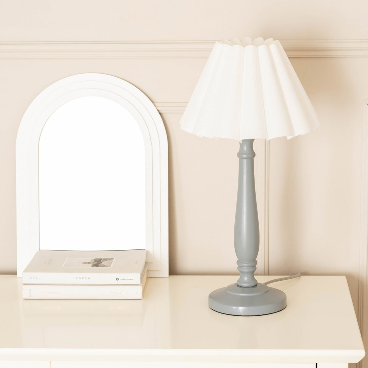 Image of Victoria Grey Wood Candlestick Stem Table&hellip;