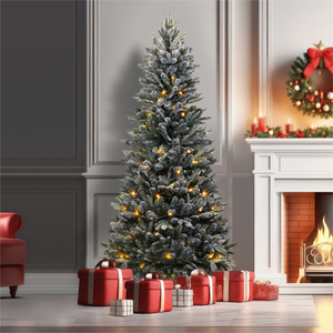 2.1m Pre-Lit 150ww Pop Up Frosty Pine Xmas Tree