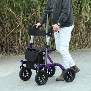 HOMCOM Folding Rollator Walker with Seat Backrest Lightweight