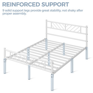 White / Double Metal Bed Frame with Arrow Design Headboard and Footboard shot 7448970
