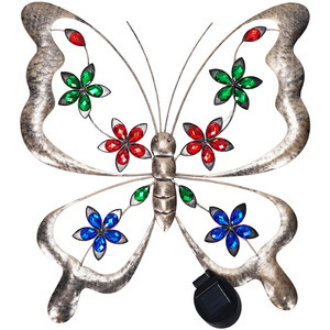 Solar Powered Outdoor Butterfly Wall Light Garden Fence Ornament