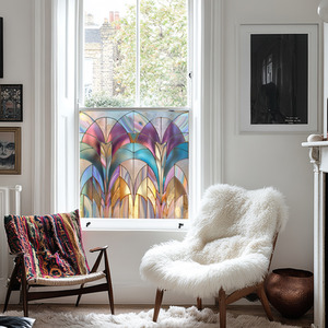 Zeccone Art Deco Stained Glass Privacy Window Film