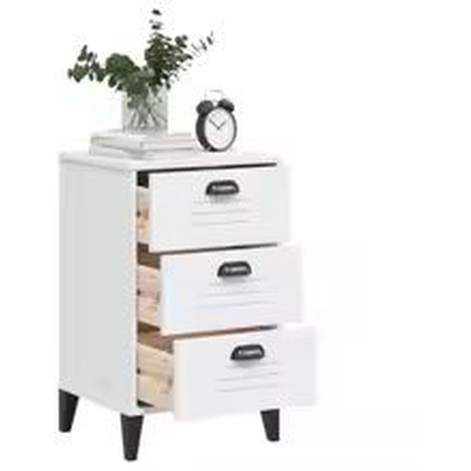 Bedside Cabinet With 3 Drawers - White
