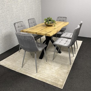 Table Dining Set with 6 Velvet Chairs