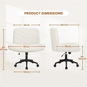 Ivory Yaheetech Rolling Desk Chair Makeup Chair with Extra Wide Seat shot 8952130