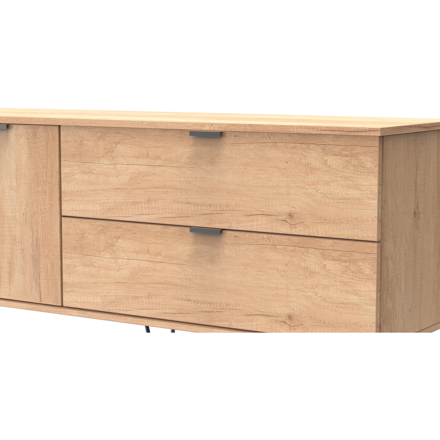 Hong Kong C Ready Assembled 2 Drawer 2 Door Wide Sideboard - Nebraska Oak