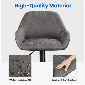 Grey Yaheetech 2PCS PU Leather Bar Stools with Backrest shot 9170772