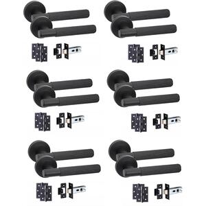 6 Set Knurled T-Bar Internal Door Handles Internal Set