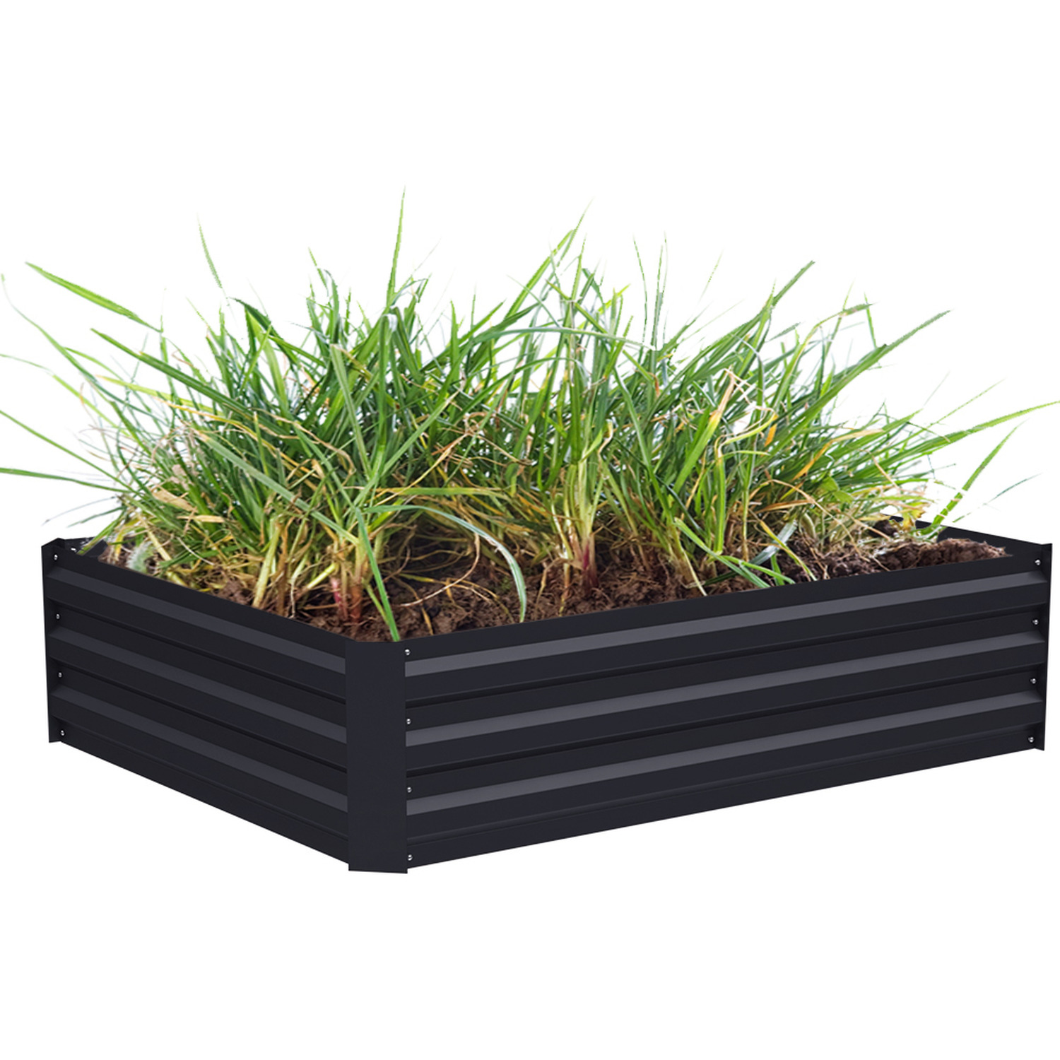 Kidkid Garden Bed Weather-Resistant Galvanized Steel Planter - Charcoal Black / 120Cm / 90Cm