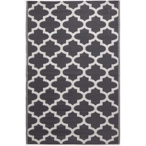 Black / 180cm Homescapes Outdoor Rug Luxury Waterproof Reversible, Black Nola Geometric shot 9732187